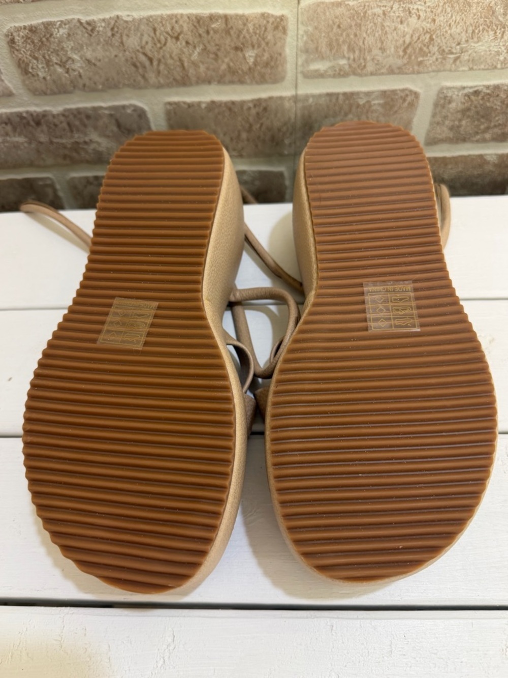 Altar’d State Women’s Nude Platform Ankle Wrap Sandals Size 6 Graduation Summer - Picture 10 of 11